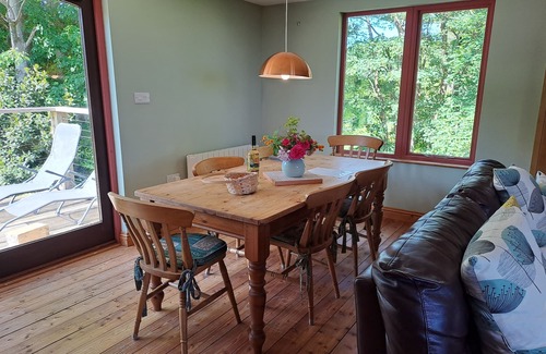 Gulval Ski Chalet | Lovely Lodge in the woods overlooking Mounts Bay. Sleeps 6. Private parking.