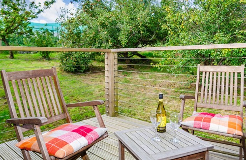 Gulval Ski Chalet | Lovely Lodge in the woods overlooking Mounts Bay. Sleeps 6. Private parking.