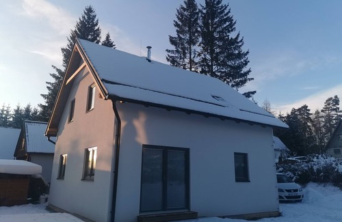 Karlovy Dvory Ski Chalet | Luxurious, newly built vacation home near the Lipno reservoir with sauna.