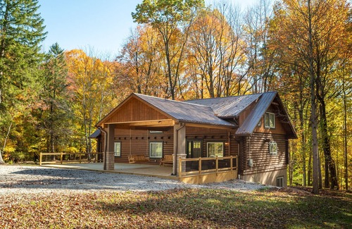 Nashport Cabin | Luxury, brand new, secluded log Cabin incredible private forest view, trails.