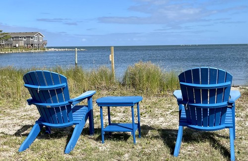 Ocracoke House | Minnow: Waterfront efficiency cottage, hot tub, private sandy beach.