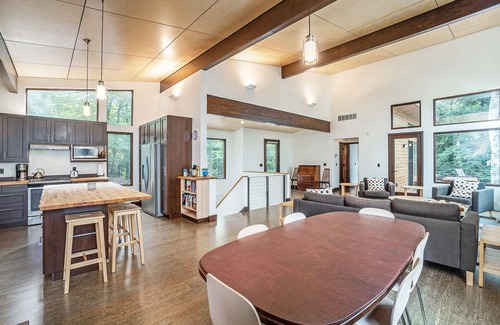 Manistee House | Modern Luxury Home with Private Lk MI Frontage