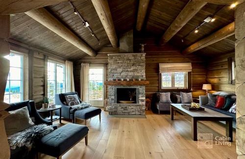 Sjusjoen House | New log cabin with sauna, waxing shed & bench at Sjusjøen