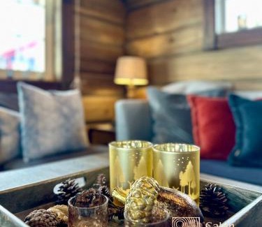 Sjusjoen House | New log cabin with sauna, waxing shed & bench at Sjusjøen