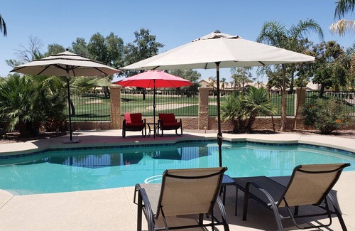 Island at Ocotillo House | Newly Renovated Home on Fairway with Pool & Putting Green. Trendy Area.