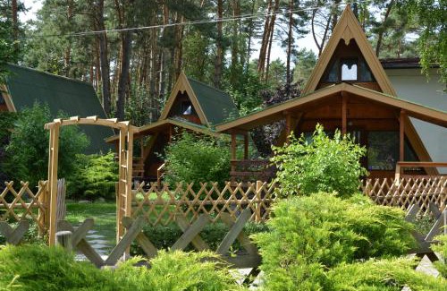 Sierakow House | Ośrodek Wypoczynkowy Puszczyk Wolnostojące Domki Sosnowe z zadaszonym tarasem