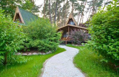 Sierakow House | Ośrodek Wypoczynkowy Puszczyk Wolnostojące Domki Sosnowe z zadaszonym tarasem