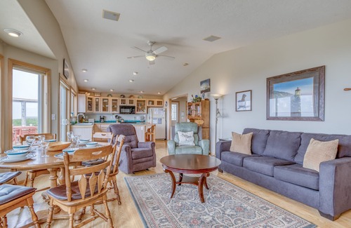 Sandpiper Village House | Ocean View Home One Block From the Beach in Waldport, Dog Allowed!