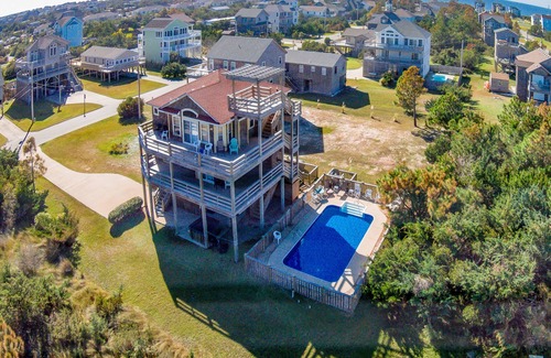 Waves House | Ocean-view home with private pool, hot tub, two wraparound decks, & central AC