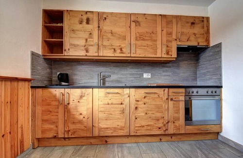 St. Luc Ski Chalet | Outside : chalet for 6 persons, balcony, grass terrace -Inside : 110 sqm, livng with a fire place, d
