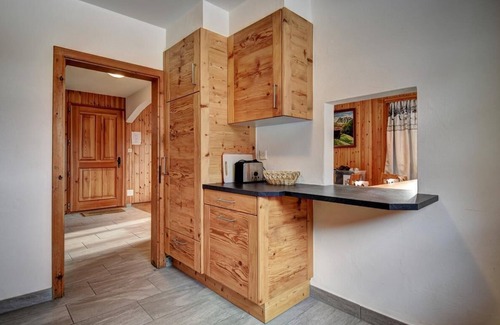 St. Luc Ski Chalet | Outside : chalet for 6 persons, balcony, grass terrace -Inside : 110 sqm, livng with a fire place, d