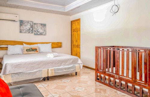 Garabito House | Palm-lined paradise with a pool, wood stove, & mountain views - dog-friendly