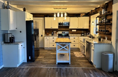 Maggie Valley House | Peaceful Modern Farmhouse Cottage with hot tub and creek, close to town