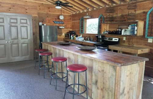 Laurel Fork House | Pebble Creek Magical Retreat 23 acres Sleeps 17 Log House Large Shelter Deck
