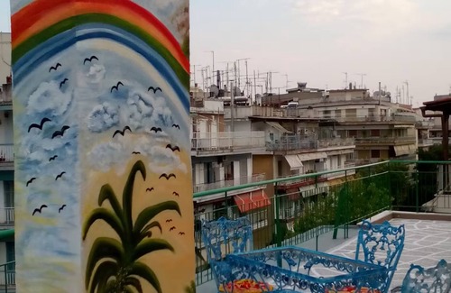 Thessaloniki Apartment | Penthouse on the 4th floor with huge Balcony! 10 min away from Metro.