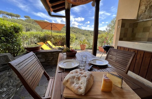 Castagneto Carducci Cottage | "Piccola" rustic cottage, garden, sea view, 6 km to the sea