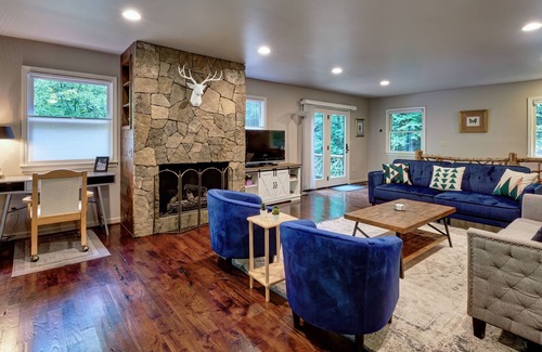 Scaly Mountain House | Private waterfall, gas fireplace,firepit,dog friendly