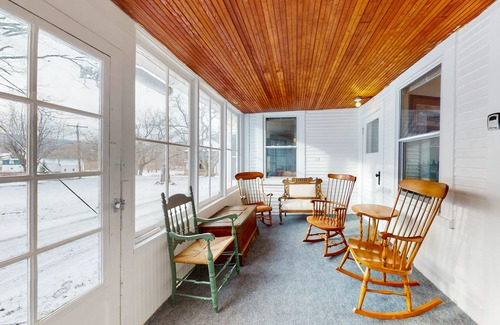 Rochester House | Rural mountain-view home near skiing with screened porch, firepit, & game room