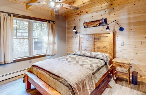 Sebago House | Secluded, lake-view home with dock, canoe, kayaks, and washer/dryer