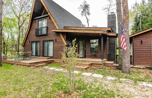 Nekoosa House | Sherwood Retreat Modern A-Frame sleeps 6 Town of Rome, WI with Lake Sherwood Access