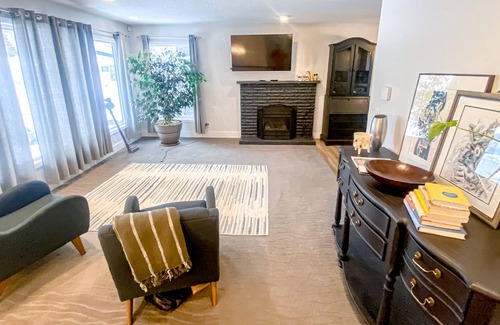 Taku - Campbell House | Striking home with fireplace, kitchen, gas grill, patio, deck, & washer/dryer