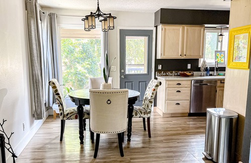 Taku - Campbell House | Striking home with fireplace, kitchen, gas grill, patio, deck, & washer/dryer