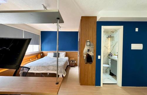 Santo Cristo Apartment | Studio com Varanda, 4p, Cozinha Completa, Enxoval, Wi-fi, Piscina , Sauna e Rooftop, Centro próximo a VLT e 20min de Copacabana