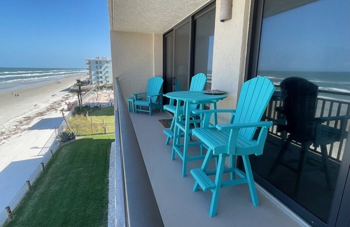 New Smyrna Beach Condo | Stunning direct ocean front 2 bedroom unit! Fully equipped and all remodeled!