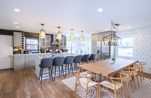 Indianapolis House | Stylish Indy Retreat w/Heated Saltwater Pool/Games/Fire Pits, Sleeps 12