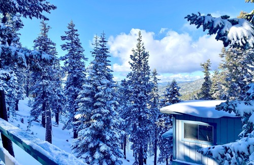 Tahoe Village Condo | Tahoe Mountain Condo with Tree Filtered Lake Views.