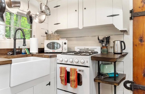 Harbor Springs Cabin | The Blissful Cabin - A cozy one-bedroom cabin with a fireplace.