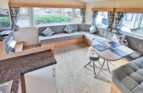 Aberystwyth House | The Gold Plus 2 caravan (pet) is 12ft wide with one double and one twin.