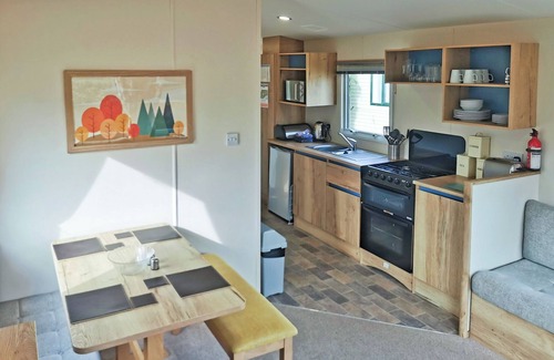 Aberystwyth House | The Gold Plus 2 caravan (pet) is 12ft wide with one double and one twin.