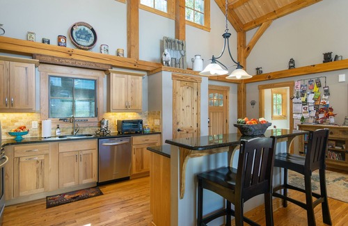 Old Fort House | Timber Hideaway | Pet-Friendly Timber Frame Home with Hot Tub & Views!