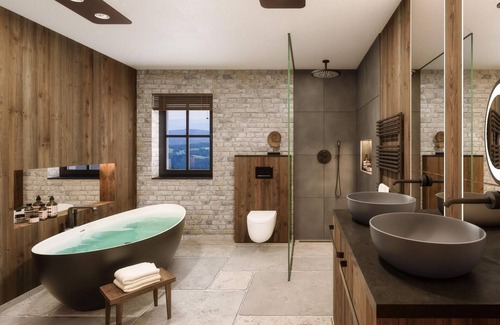 Albeck House | Tomtegl-Bergchalet No.13 mit Privatsauna, Infinitypool, Kamin, Fitnessraum, 1500m Seehöhe