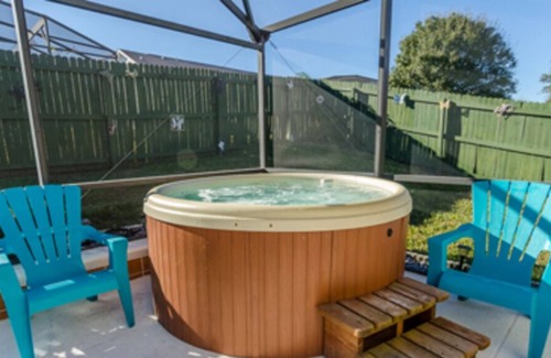 Orange Tree Villa | Totally Private backyard for relaxing in the pool and hot tub.