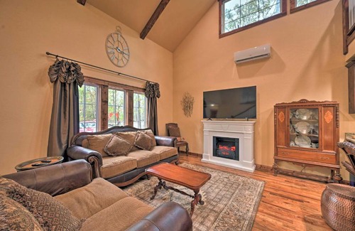 Broken Bow House | Tudor-Style Broken Bow Cottage with Hot Tub and Decks!