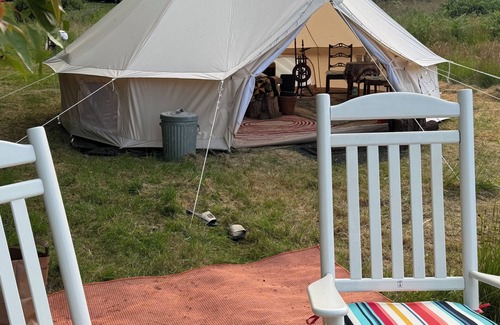 Vashon Island RV Rental | Vashon Island Glamping Tent with Sea Views on 5 acres Forest & Field 1-bedroom