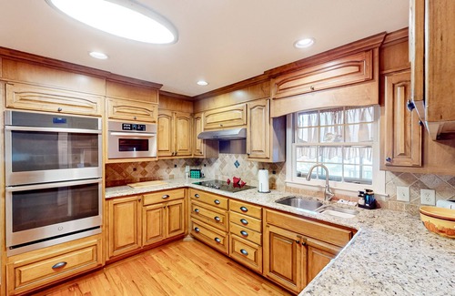 Orchard Hill House | Water-view home with private pool, large deck, firepit, fishing, fireplace, W/D