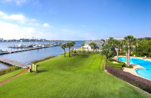 Mary Esther Condo | Water Views|Pool|Steps Away from Intracoastal Waterway & Sandy On-Site Beach|3 miles to Gulf Beaches