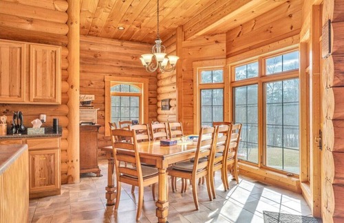 High Point House | Waterfront Log Home, Fire Pit & Table, Swim Spa, & Game Room