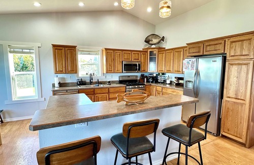 Happy Valley House | Waterfront retreat with stunning views of Iliamna Volcano: The View - Full House