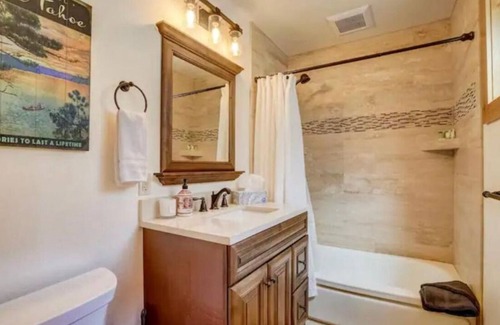 Tahoma Cabin | West Shore Tahoe 3-bedroom cabin with hot tub, private beach, fenced, pets ok!
