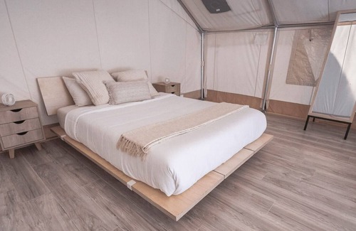 Island Park RV Rental | Yellowstone canvas tent w/ king bed & sleeper sofa