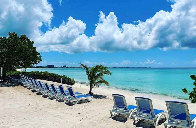 7 Mile Beach private Beach Club, ocean views from Roof deck and Pool Pavilion