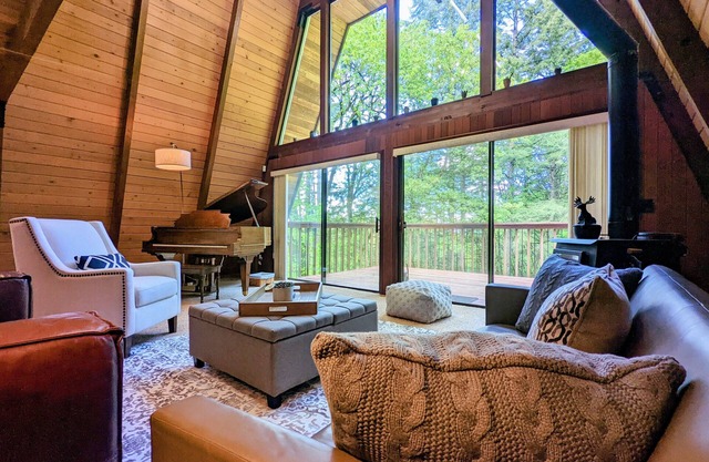 A chalet-style cabin set atop the Red Hills of Dundee in The Willamette Valley