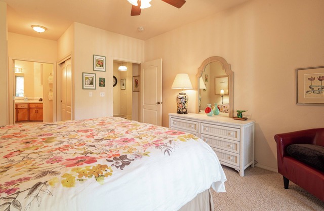 Center model of lux triplex with kaweah river running by property.