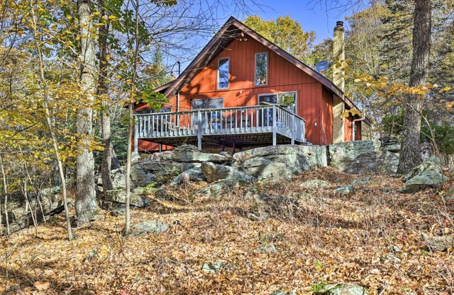 Deck and Forest Views Secluded Cresco Cabin!