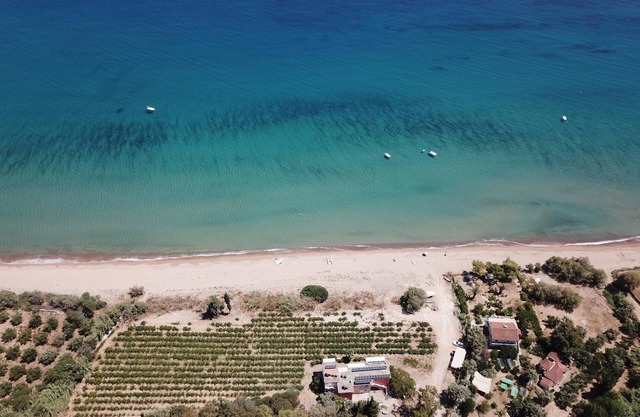Directly on the fine Memi sandy beach located studio with sea view.