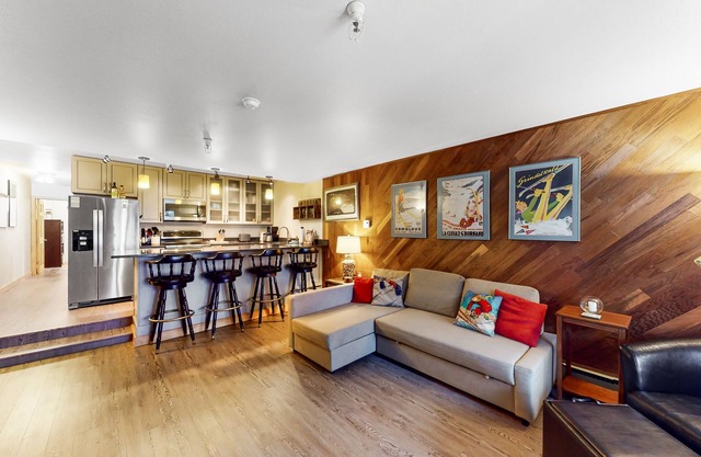 Dog-friendly ski-in/out condo at the base of Mt. Alyeska with open layout & W/D